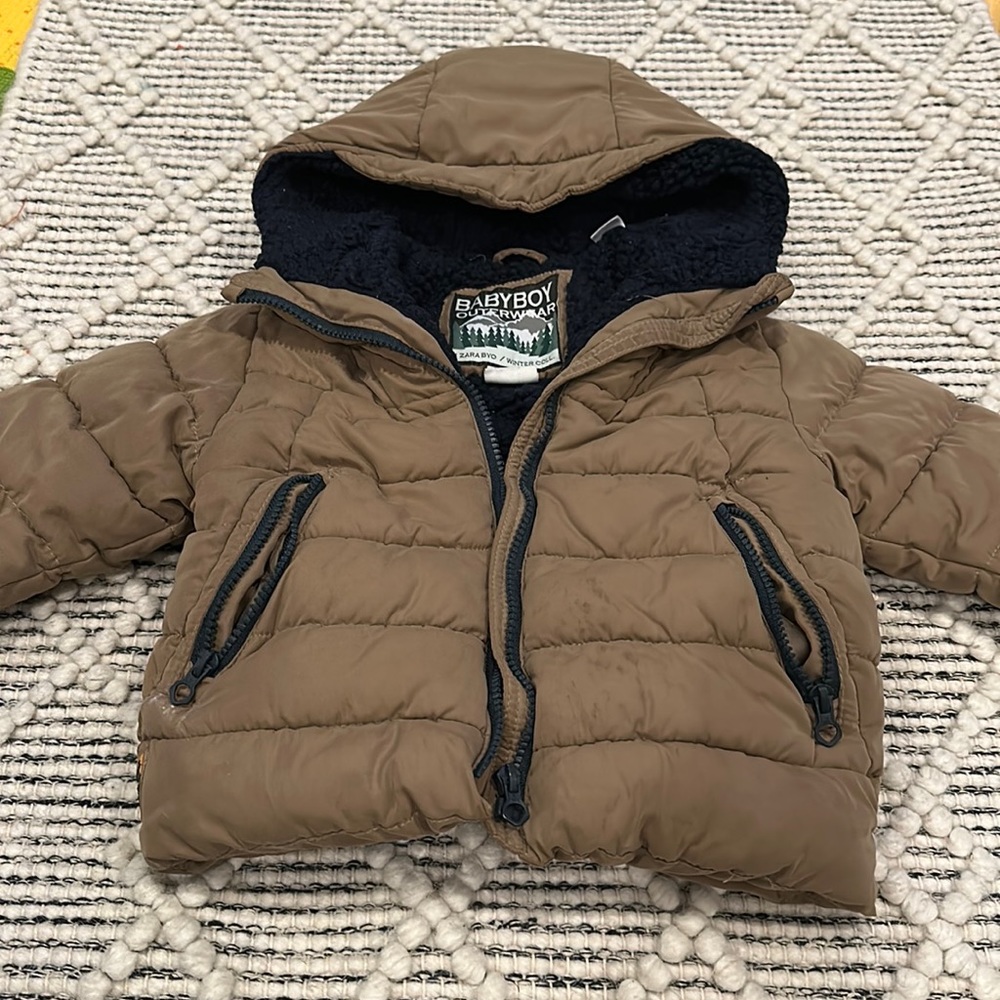 Zara Brown Puff Jacket (Size: 18/24 months)